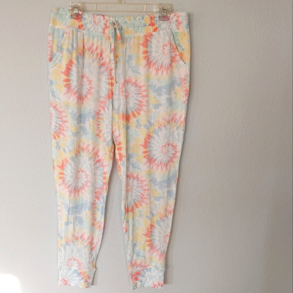 Koolaburra by UGG Multicolor Tie Die Fractal Print Modal Pajama Bottoms NWOT